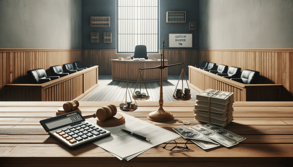 Courtroom scene in Tennessee related to the costs of a divorce