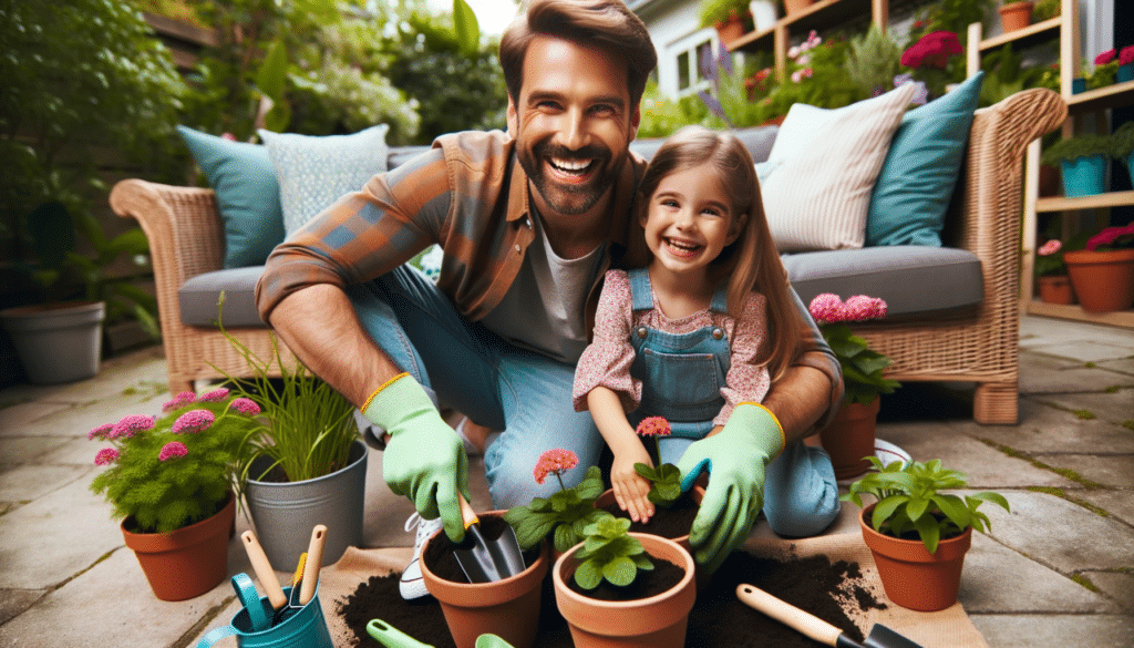 image of dad gardening with daughter - child custody Louisiana