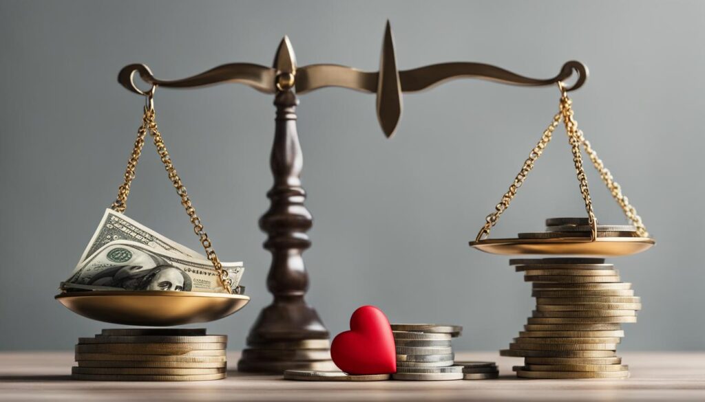 uncontested divorce cost ny. photo of a weighing scale to signigy justice