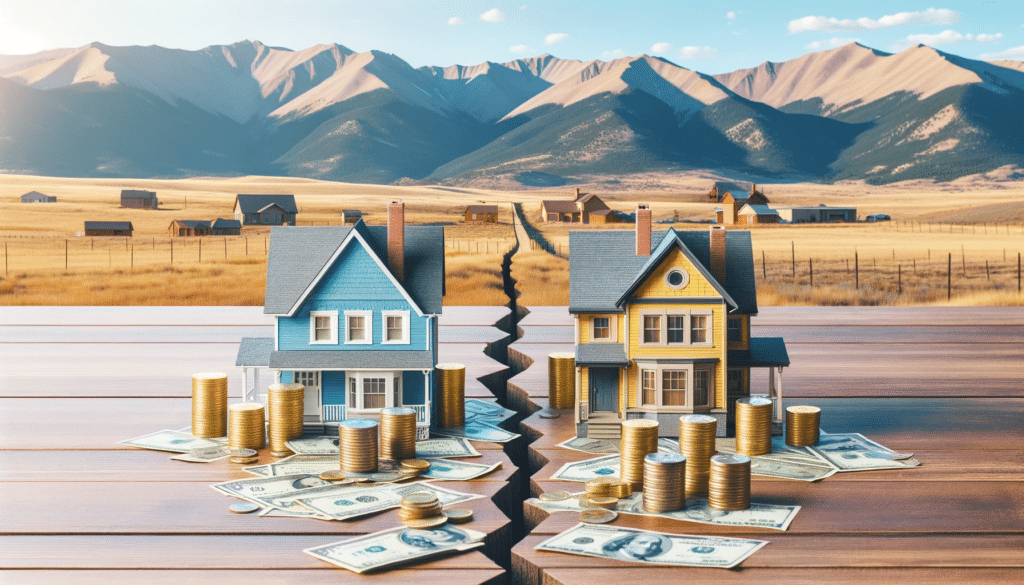 how much does a divorce cost in colorado depicted by an image of two homes split apart on the front range of CO