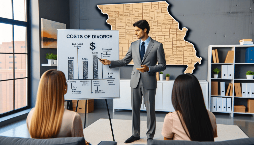 how much does a divorce cost in missouri. Photo of a financial advisor in Missouri, discussing the costs of divorce with clients.